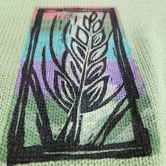 Vintage Julianne Sweater Size XL Green Leaves Crewneck Nature Art to Wear - Picture 7 of 11